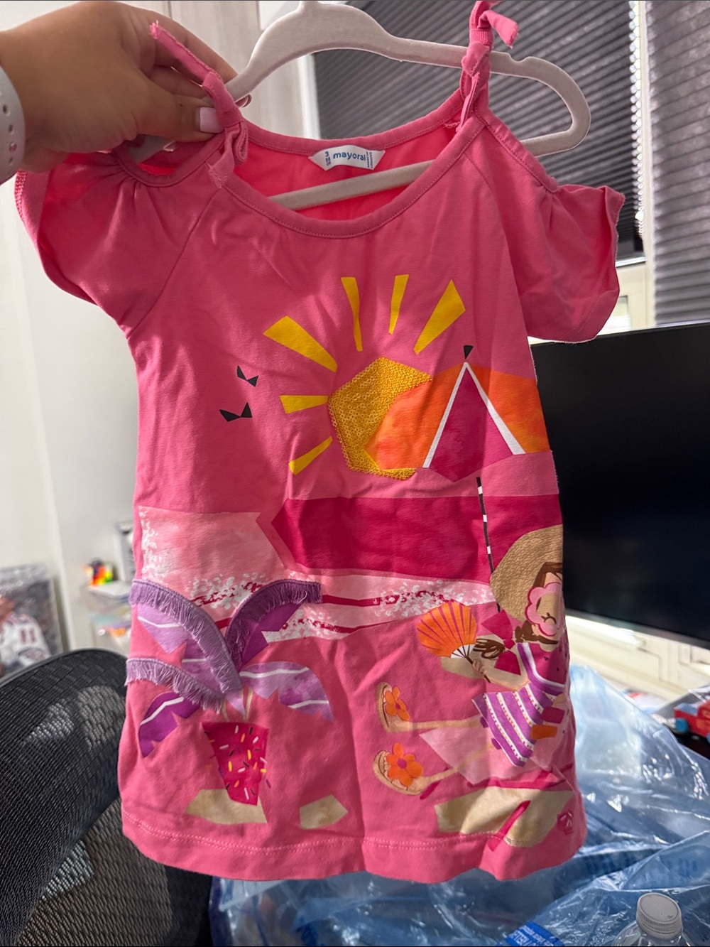 Mayoral Pink Girls' Beach Graphic Tank Top